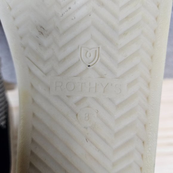 Rothy’s Lace Up Sneakers Classic Navy and Cream Striped - Picture 12 of 12